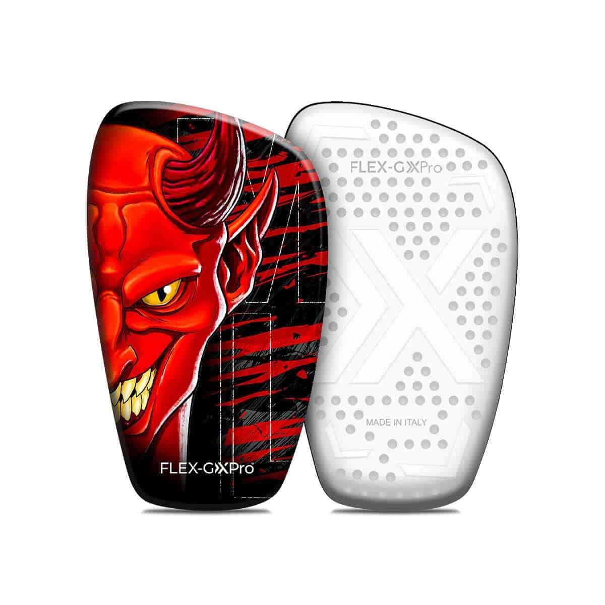 Flex-GXPro - Protège-Tibias Flexibles - Protection Maximum +20% - Ultra léger 55 grammes - Diable - Taille M