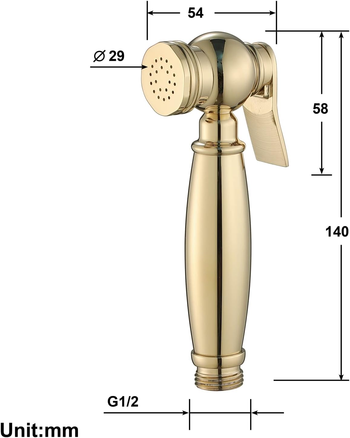 HandheldSprayer, High Pressure Spray Attachment Brass Cleaner and Shower Sprayer for Pet Dogs, Watering Flower,Gold(Gold)