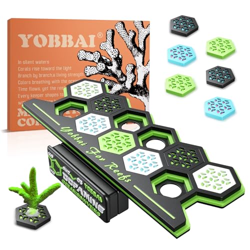 YOBBAI Magnetic Coral Frag Rack for Reef Tank Saltwater Aquarium Frag Holder with 11 Slots & 13 Frag Plugs Strong Magnet Glass Mount (Up to ~2cm) Multi-Use Aquarium & Hydroponic Plant / Reptile Display Stand