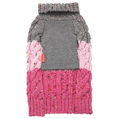 Kyeese 2022 Dog Sweater Color Block With Fuzzy Thread Knitted Turtleneck Dog Knitwear With Leash Hole For Small Dogs Fall Winter Dog Clothes, Pink,M #TOP1
