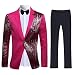 Men's 2-Piece Suit Casual One Button Slim Fit Blazer Coat Stylish Sequin