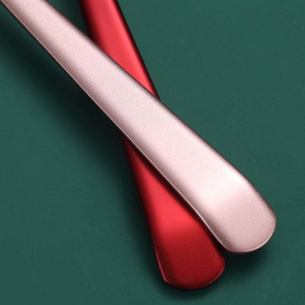 Dessert Spoon,Spoon Household Stainless Steel Round Spoon in Four Color Combinations, Mirror Coating of Tableware Dinner Dessert Spoon, 16CM
