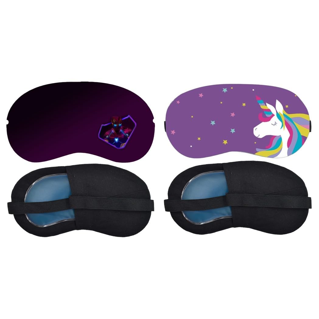 Aoxeria Dark Purple & Rainbow Unicorn Sleeping Mask Combo, Soft Comfortable Light-Blocking Eye Cover for Women, Men & Kids, Reusable Blindfold for Night Sleep, Nap & Travel (Pack of 2)-image-9