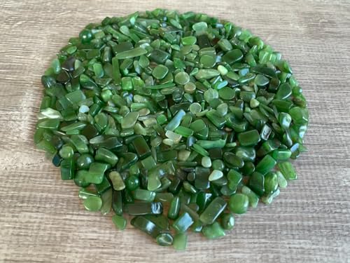 Image of GAF TREASURES 2 oz Lot Natural Semi Nephrite Jade Tumbled Gemstone Chips, Crushed Mini Crystals, Undrilled Crystal Chips (Nephrite Jade)