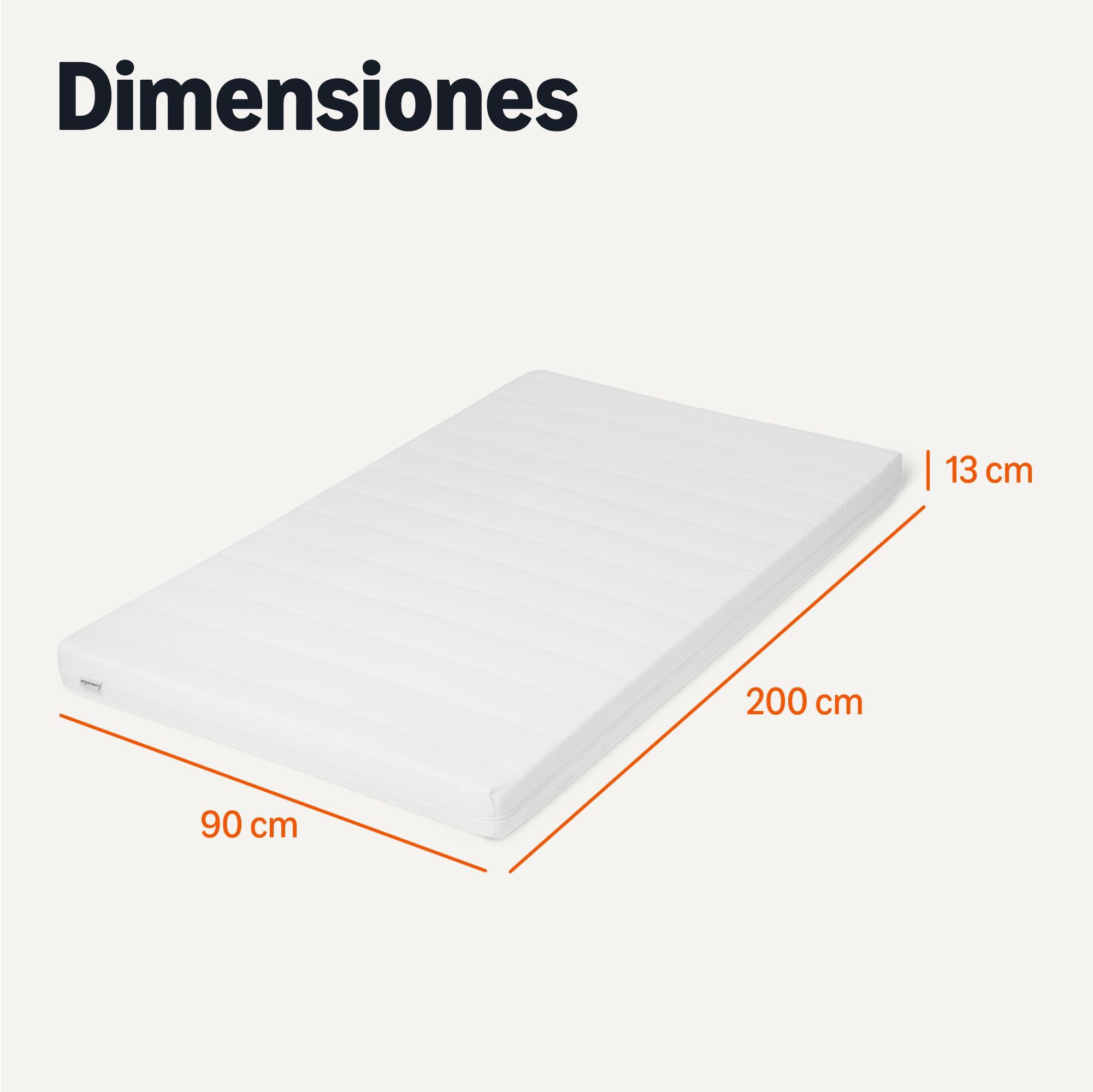 Amazon Basics Colchón de Espuma Viscoelástica, H3, Firmeza Media, Certificado Oeko-Tex, Funda Lavable, 13cm de Grosor, Tamaño 90 x 200 cm