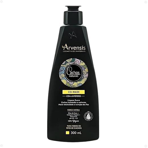 Arvensis – Co-Wash Cachos Naturais 300ml | Limpeza Suave com Óleo de Coco, Colágeno Vegetal e Vitamina E | Maciez, Elasticidade e Higienização Gentil para Todos os Tipos de Cachos