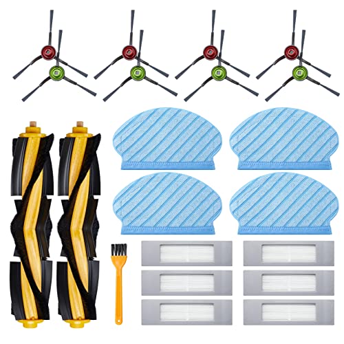 21 Stück Zubehörset für Ecovacs Deebot OZMO 920/950/ Yeedi 2 Hybrid Staubsauger Ersatzteile 2 Hauptbürste 6 Filter 8 Seitenbürsten 4 Wischtücher 1 Werkzeug Cover