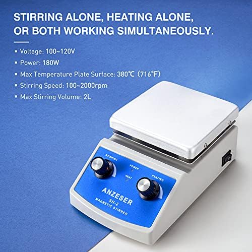 ANZESER SH-2 Magnetic Stirrer Hot Plate 100~2000rpm 180W Heating Power 380°C UK Plug