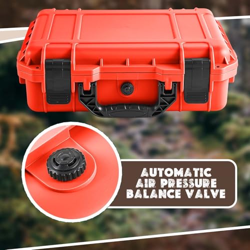 Image of Relaxweex 1 Pcs Waterproof Hard Case with DIY Customizable Foam Insert Portable Protective Case with Knife for Camera Drones Equipments Tools Test Instruments(Reddish Orange,8.5 x 6.5 x 3.7 Inch)