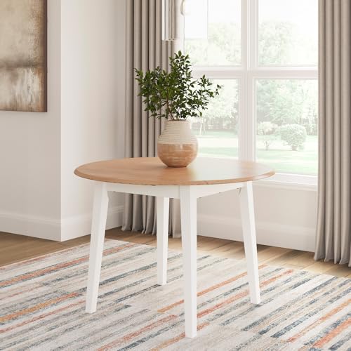 Image of Signature Design by Ashley Gesthaven Drop Leaf Dining Table, Natural /White