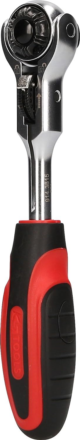 KS Tools 914.3815 Cricchetto a testa snodabile con impugnatura mini a T MODIFIX da 3/8", 72 denti, 0°+90°