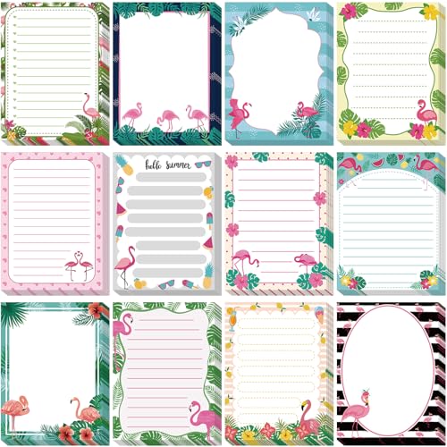 Moinchore 12 x Flamingo-Haftnotizen, Sommer-Flamingo-Notizblock, kleine To-Do-Liste, 7,6 x 10,2 cm, selbstklebend, Tierthema, Memo-Erinnerung für Büro, Heimbedarf, Lehrer, Geschenke
