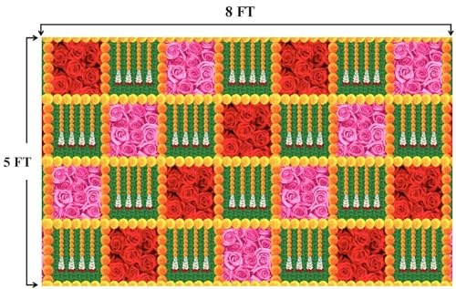 Image of Banana Leaf Decorative Backdrop Cloth for Wedding, Mehndi and Festivals. It's Perfect for Wedding, Party, Newborn Celebration, Haldi, Mehndi and All Other Festive Occasion.(8*5) ft (Design 6)