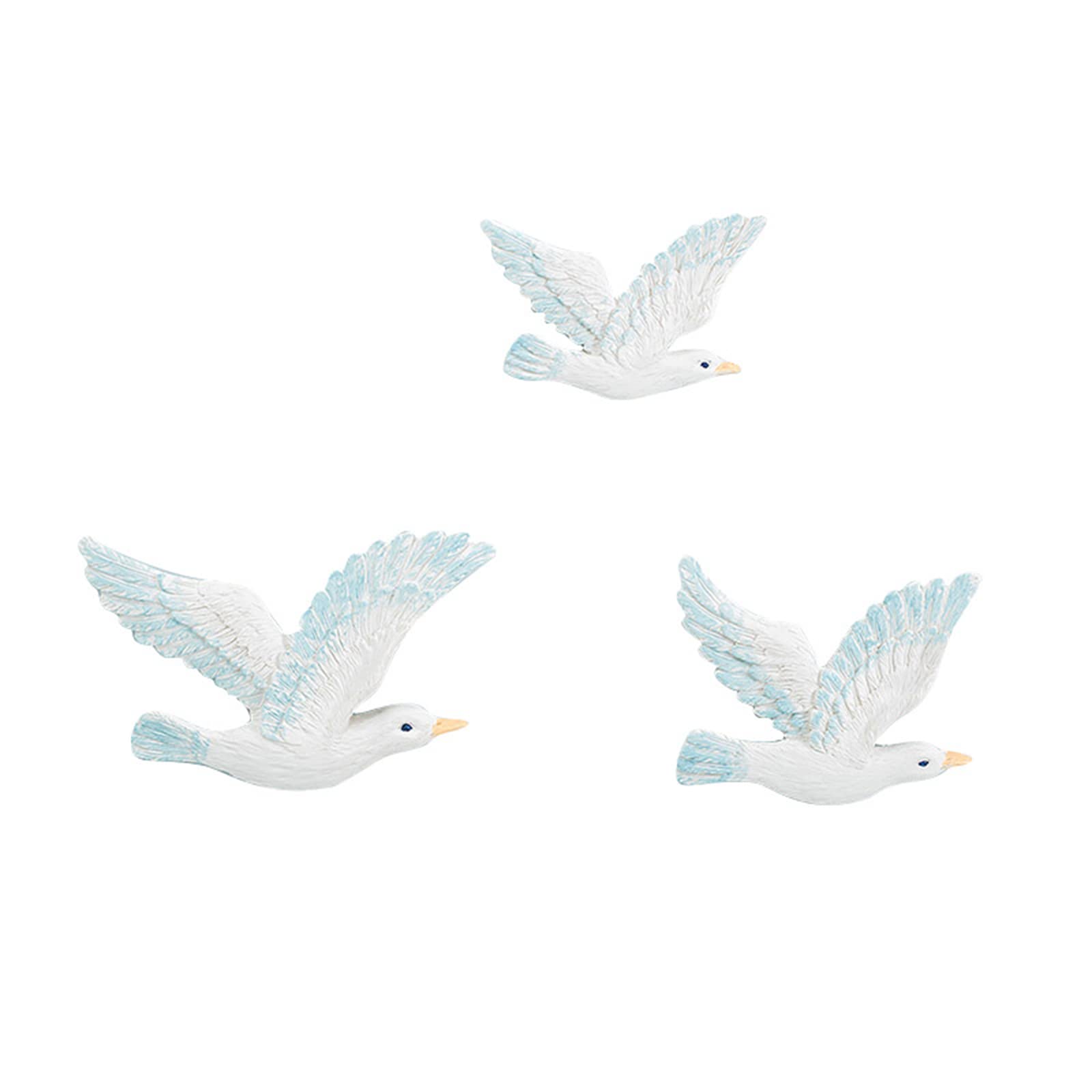 Huachaoxiang Birds Wall Decoration Resin Mullen Birds Wall Hanging Nautical Home Deco 3 Pieces,White