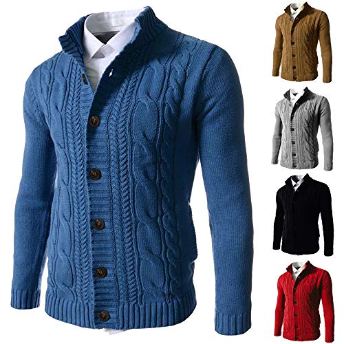 Men's Classical Retro Ribbed Longline Button Down Dress Cardigan Long Sleeve Stand Collar Winter Work Sweater2