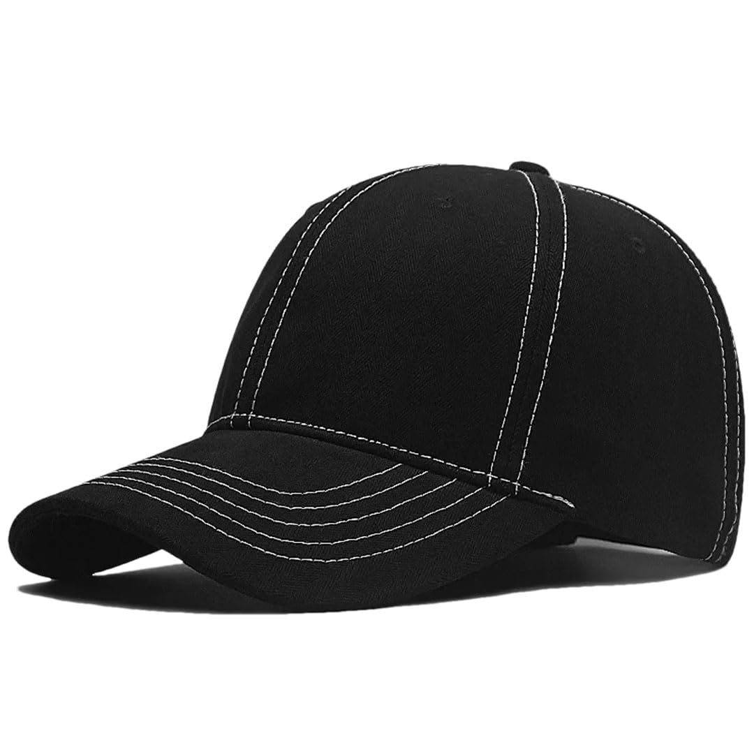 Cappellini da baseball da uomo taglie forti con top rigido per sport all'aria aperta allargare cappello da sole per papà oversize parasole snapback nero 60-64 cm