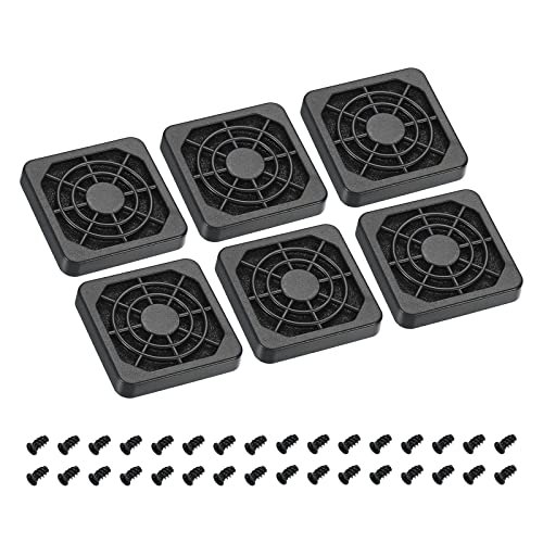 PATIKIL 40mm Cooling Fan Filter with Screw, 6 Pack ABS Ventilator Grill Protector Guard for Fan Protective Cover DIY Black