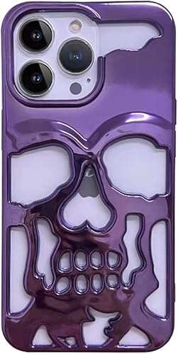 Miniatura 6 de Funda de teléfono con diseño de calavera chapada en lujo, para iPhone 11, funda de metal hueca y suave, cubierta de teléfono con talla de
