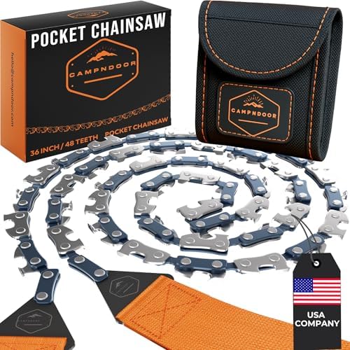 Pocket Chainsaw Survival Gear - Hand Chain Saw for Camping, Hiking & Backpacking - Manual Wire Saw for Trees - Portable Survival Equipment - Bushcraft Gear & Prepper Supplies