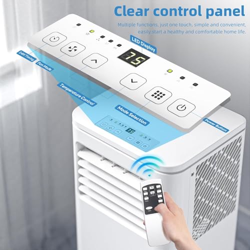 Image of Electactic Portable AC Units 8100 BTU, 4-in-1 Indoor Air Conditioner with Built-in Dehumidifier & Fan, Quiet Portable Air Conditioner for Home up to 350 Sq.Ft., 24-Hour Timer & Remote Control