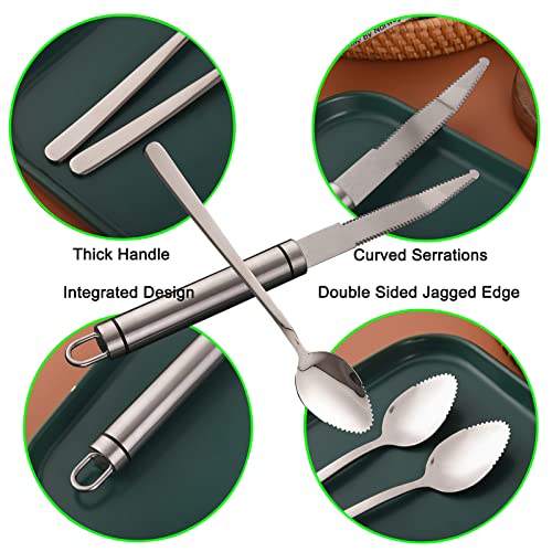Grapefruit Knife & Grapefruit Spoons, Grapefruit Utensil 3 Pieces Set, Stainless Steel Serrated Edges Grapefruit Knife And Spoon, Dishwasher Safe & Kitchen Utensils (Silver) #TOP1