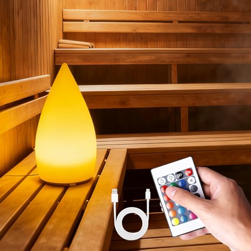 Lampe pour sauna à intensité variable avec 16 couleurs RVB et 4 modes, batterie sans fil avec télécommande et USB, lampe de sauna, lampe LED changement de...