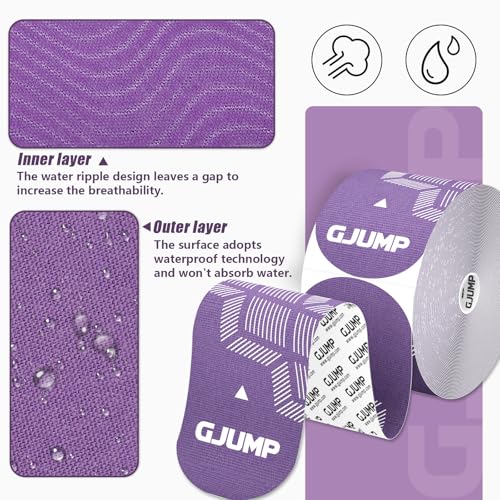 Image of Kinesiology Tape, 40 Count Precut Strips 2 Rolls Original Cotton Tape | Elastic Athletic Tape for Muscle Strain Relief & Joint Support, Latex Free Kinetic Tape, Waterproof & Breathable Sports Tape