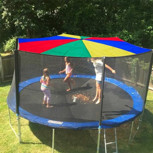 Image of Parachute 13ft / 16.4ft / 20ft - Kids Play Gymnastics Parachute with Handles for Group Team Cooperative Games,Indoor Outdoor Gym Class Rainbow Parachute Birthday Church VBS Activity Supplies