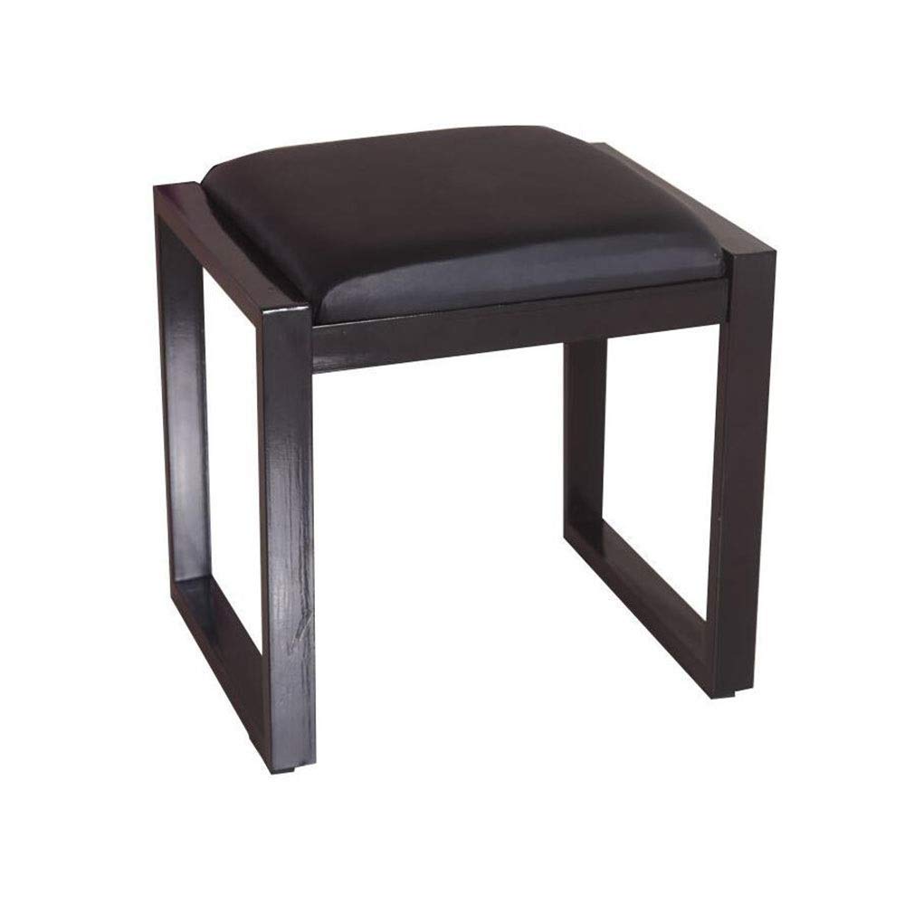 Tabouret de mode simple en fer forgé et cuir noir élégant