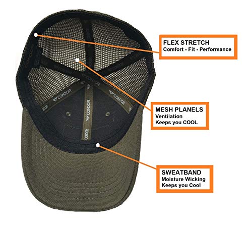 Condor Flex Mesh Cap (Od Green) Bundled With Armorbilt Flag & Warrior Patch, Operator Hat (S/M) #TOP1