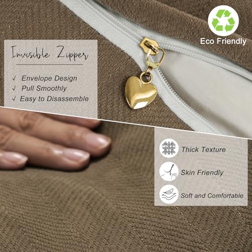 Image of ZWJD Brown Pillow Covers 16x16 Set of 2 Chenille Throw Pillow Covers with Elegant Design Soft and Luxurious Decorative Throw Pillows for Couch, Bed, and Home Decor