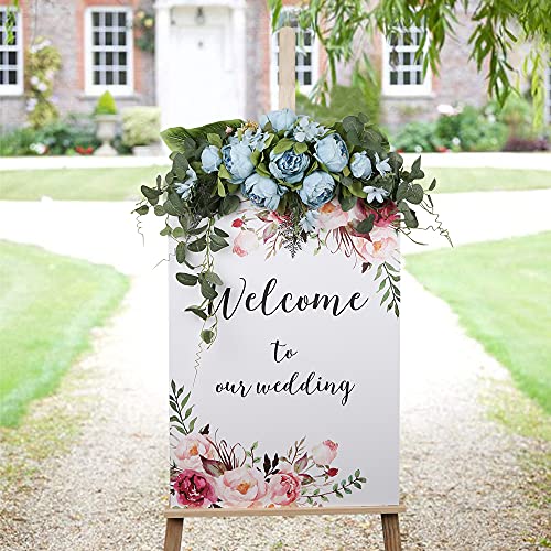 Insunsix Wedding Arch Flowers,Artificial Swag Peony Flower Eucalyptus 30 Inch Floral Swag Door Swag Wreath Twig For Home Wedding Wall Door Decoration(Blue) #TOP3