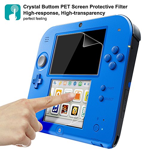 Image of Screen Protector and Stylus Compatible 2DS, AFUNTA 3 Pack (6 Pcs) HD Clear PET Film for Top and Bottom Screen, with 1 Plastic Blue Screen Touch Pen