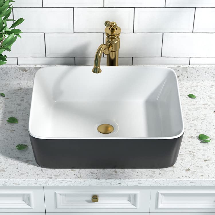 DeerValley Bathroom Vessel Sink White Black 19"x15" Art Basin DV-1V0001