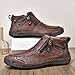 Men's Casual Leather Handmade Ankle Chukka Boots Side Zipper High Top Fashion Sneakers Lightweight Walking Driving Mid-top Dress Shoes (Brown,8.5)