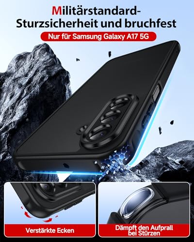 LeYi für Samsung Galaxy A17 5G Hülle mit 2*panzerglas 4G Matt Case-Schwarz – Ansicht 3