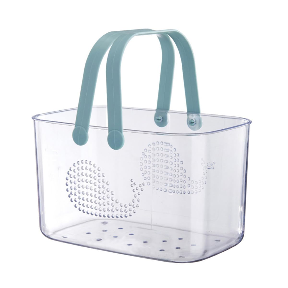 DIYEAH Portable Shower Tote Basket with Handle Blue Plastic Storage Organizer for Bathroom and Dorm Large Capacity Draining