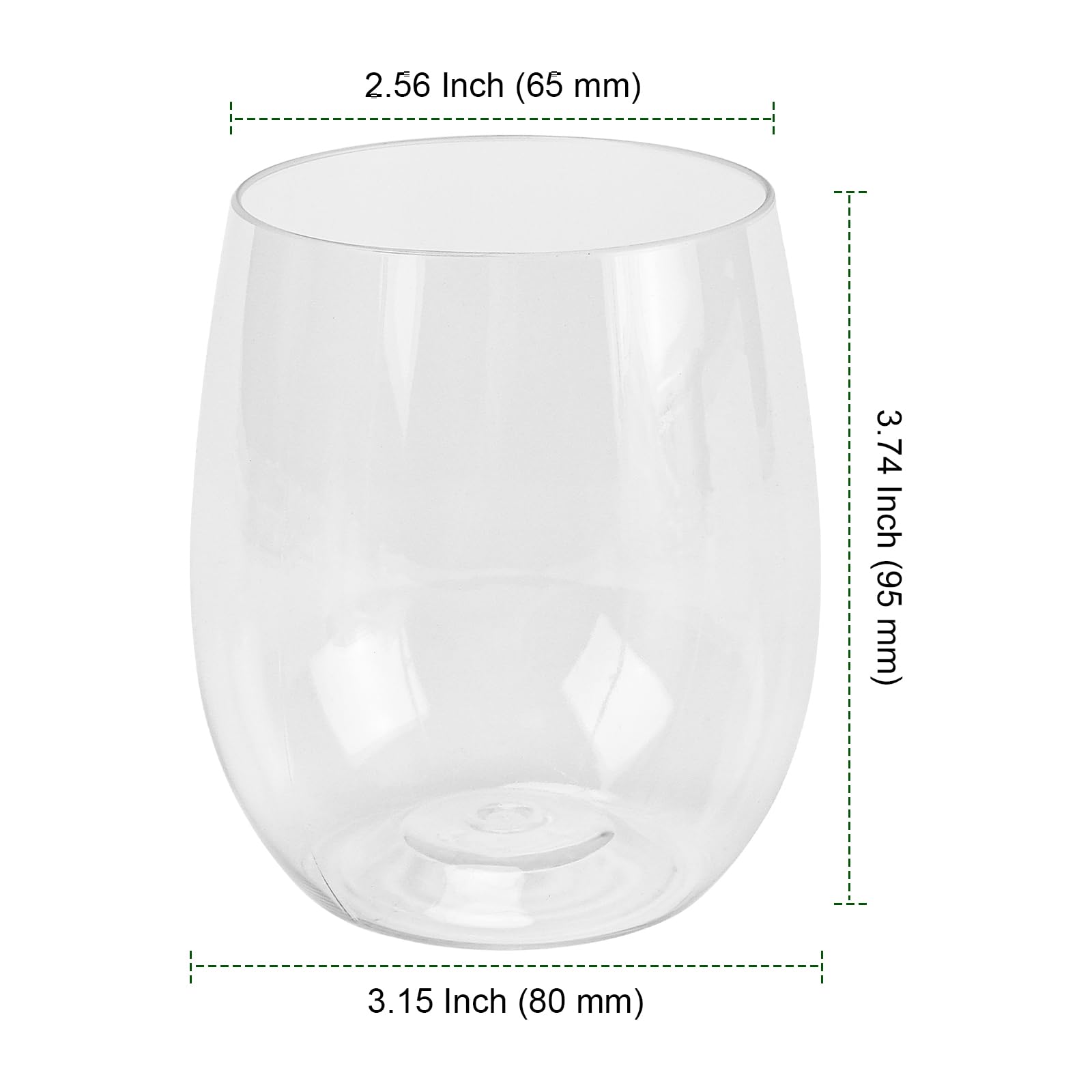 PINGEUI Lot de 16 verres à vin en plastique incassables, réutilisables et incassables pour mariage, fête, pique-nique, camping et piscine 350 ml