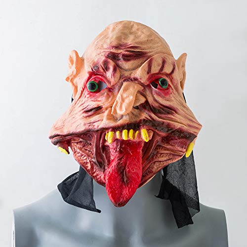 Kiboule Máscara de casa mal-assombrada ScaryTerror Creepy Cosplay Party Ghost Mask com Red Tongue Ey