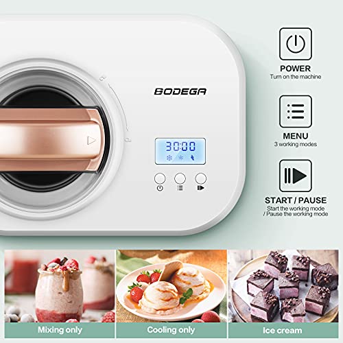 BODEGA Eismaschine mit Selbstkühlendem Kompressor, 1L Professionelle Speiseeisbereiter Eismaschine,100W ICE Cream Maker… – Bild 5