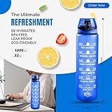 Active 100 Water Bottle 1L Sports Water Bottle with Motivational Time Marker, Dishwasher Safe Leak-proof Drink Bottle BPA Free Non-Toxic for Running,cycling, Gym, School & Office (Blue) - Image 3