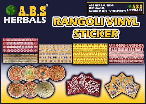 Image of Rangoli Kolam Stickers for Home Entrance & Pooja Room | Vinyl /Self Adhesive, Waterproof, Floor Decoration for Diwali, Navratri & Festivals (Combo Pack of 5) MP5