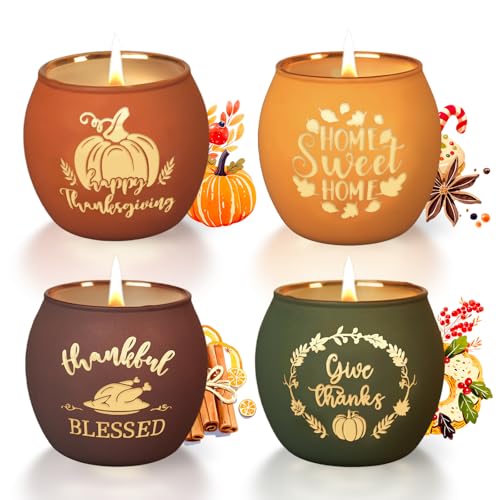 Lanpn Fall Thanksgiving Scented Candles Gift Set, 4 Pack 16oz ...