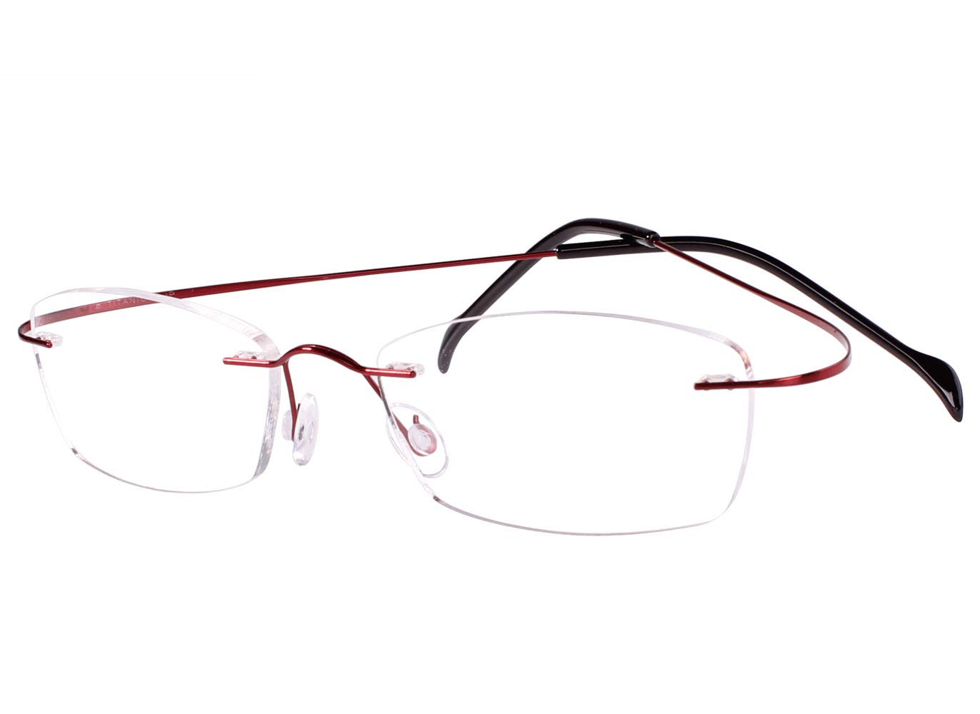 Agstum Pure Titanium Rimless Frame Optical Hingeless Eyeglasses for Men and Women (Red, 52)