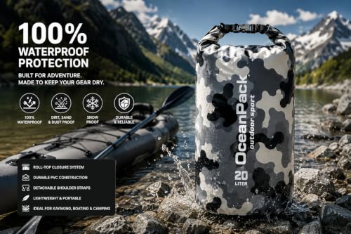 Image of Waterproof Dry Bag, 2L /3L /5L /10L /15L /20L /30L, Floating and Lightweight Bags for Kayaking Rafting Boating River Trekking-Multi Color (20 Liter Grey)