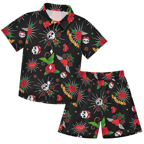 Image of visesunny Boys Hawaiian Shirt and Short Set Summer Outfit Kids 2 Piece Clothes Set 3-10Y