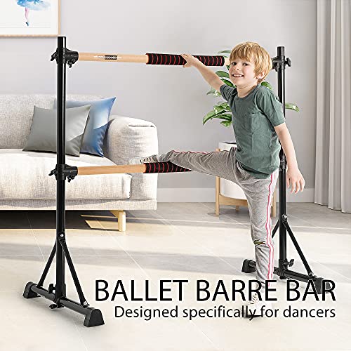 image for VIVOHOME Portable Anti-Slip 4ft Adjustable Ballet Barre Bar with Beech