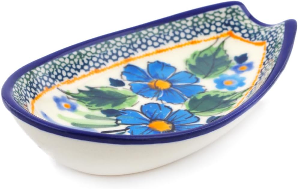Polmedia Polish Pottery Spoon Rest UNIKAT - Evangeline Pattern Handmade in Boleslawiec Poland + Certificate of Authenticity