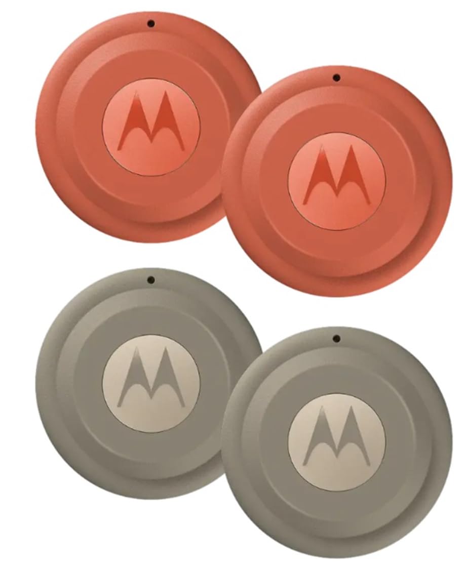 Motorola Moto Tag 2 (Works with Android Find My Device and Find Hub) Bluetooth 6.0 and UWB (4 Pack (2 Green 2 Orange))