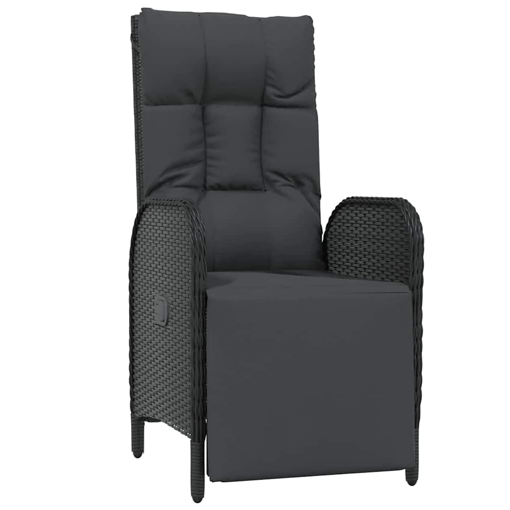 7-częściowy zestaw mebli ogrodowych z poduszkami, czarny polirattan, 6 miejsc siedzących, stół 160 x 80 x 73 cm, odporny na warunki atmosferyczne, zestaw mebli outdoorowych na taras, balkon